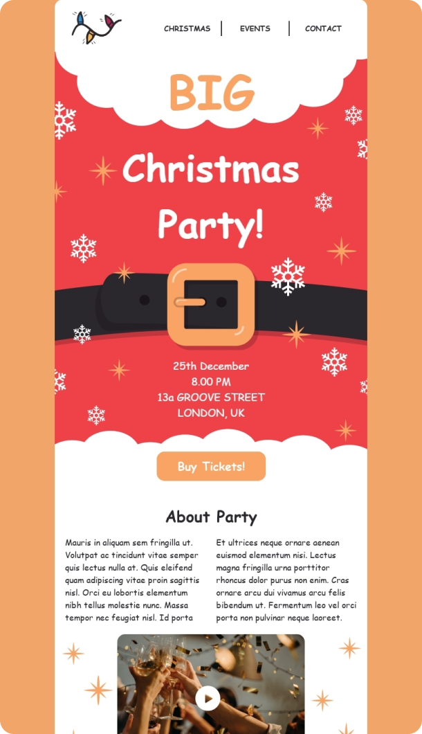 Christmas Email Template for Events industry