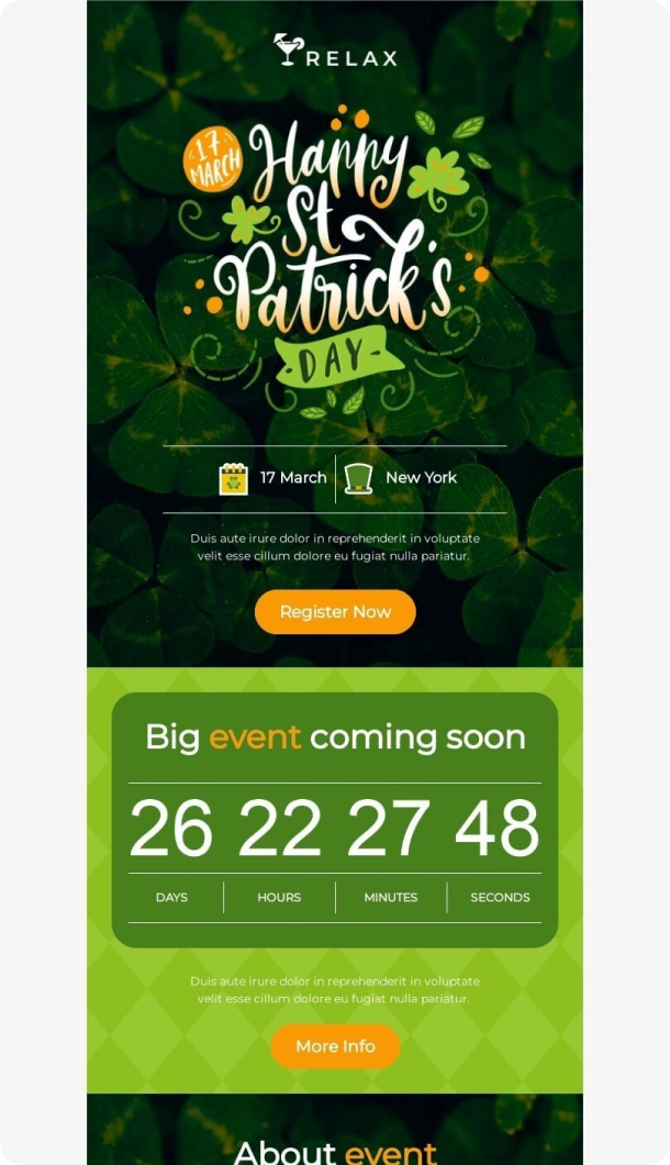 St. Patricks Day Email Template for Hobbies industry