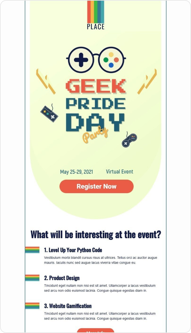 Geek Pride Day Email Template for Events industry