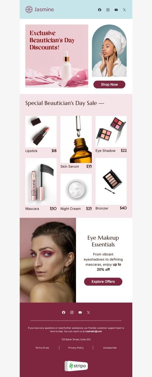 Beautician's Day email template 