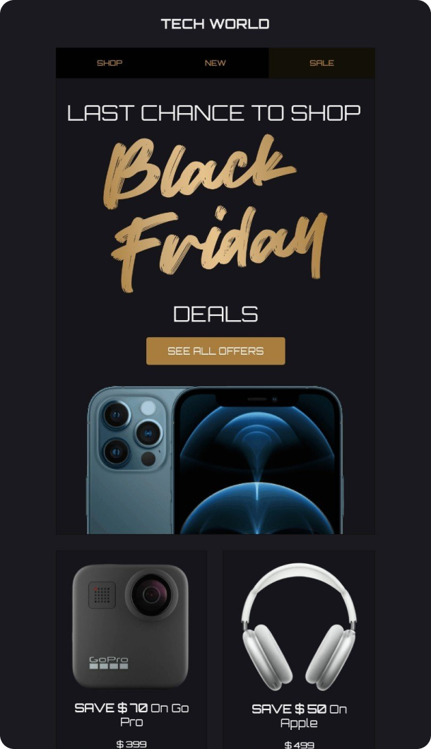 Black Friday Email Template for Gadgets industry