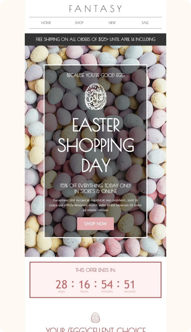 Easter Email Template for Fashion industry