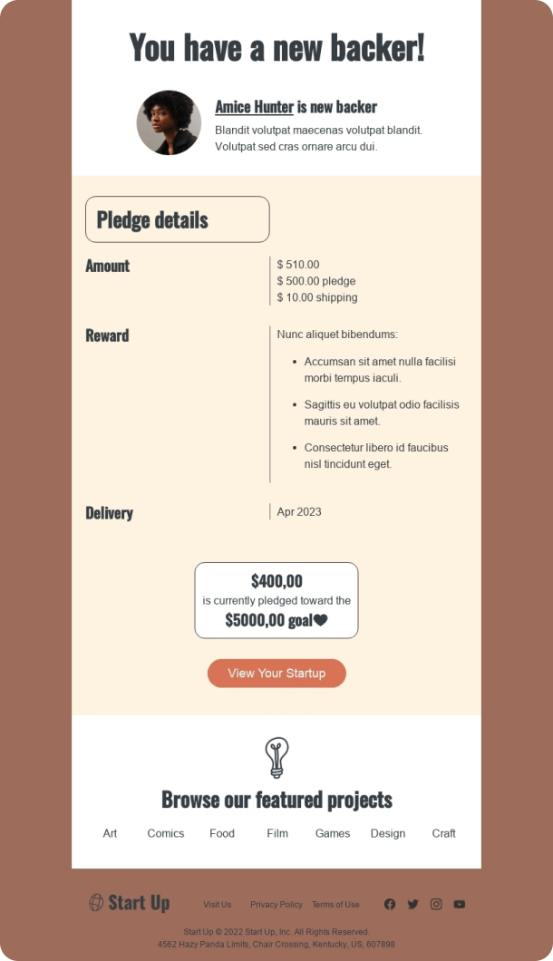 Promo Email Template for Crowdfunding industry