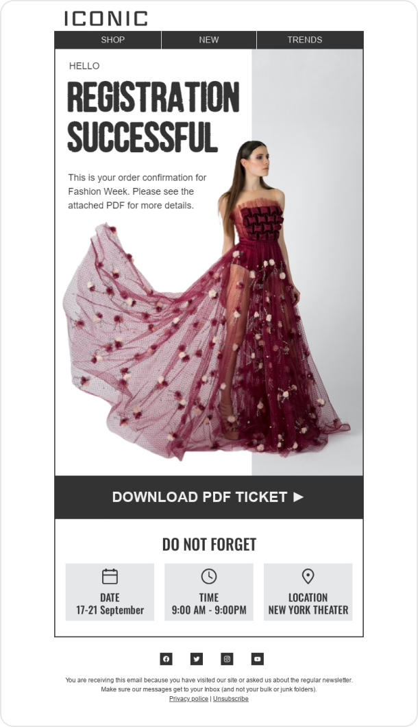 Fashion week Email Template for Fashion industry